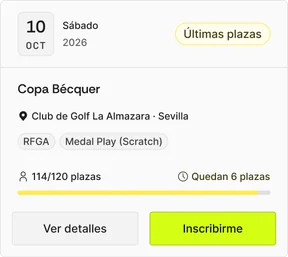 Etiqueta Últimas plazas; 114 de 120 plazas, quedan 6; botones Ver detalles e Inscribirme.