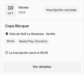 Etiqueta Inscripción cerrada; la inscripción cerró el 05/10; botón Ver detalles.